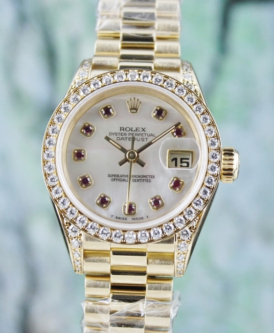(image for) LIKE NEW ROLEX LADY SIZE 18K YELLOW GOLD OYSTER PERPETUAL DATEJUST - 100% ORIGINAL / 69158